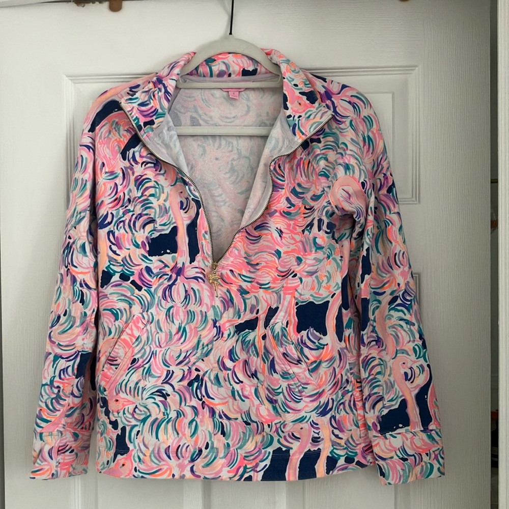 Lilly Pulitzer Pink and Blue Quarter-Zip Jacket